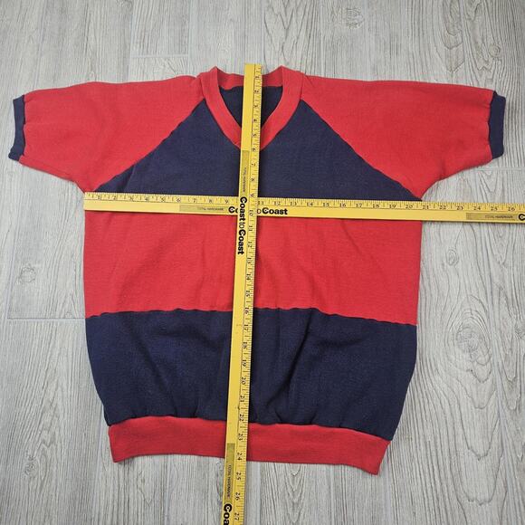 Vintage Stallion Healthknit Sweater Mens XL (Small) Red Navy Blue Short Sleeve - Picture 3 of 5